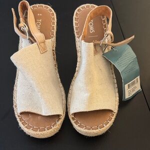 TOMS Monica Espadrille Sandals Natural Oxford Size 8 NWT